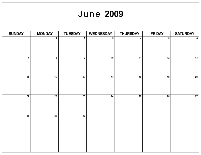 June Blank Calendar